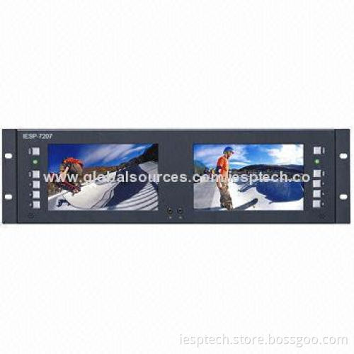 2 x 7 inch Rack Mount Industrial LCD Monitor, Touchscreen, AV/TV in Optional, OEM/DOM